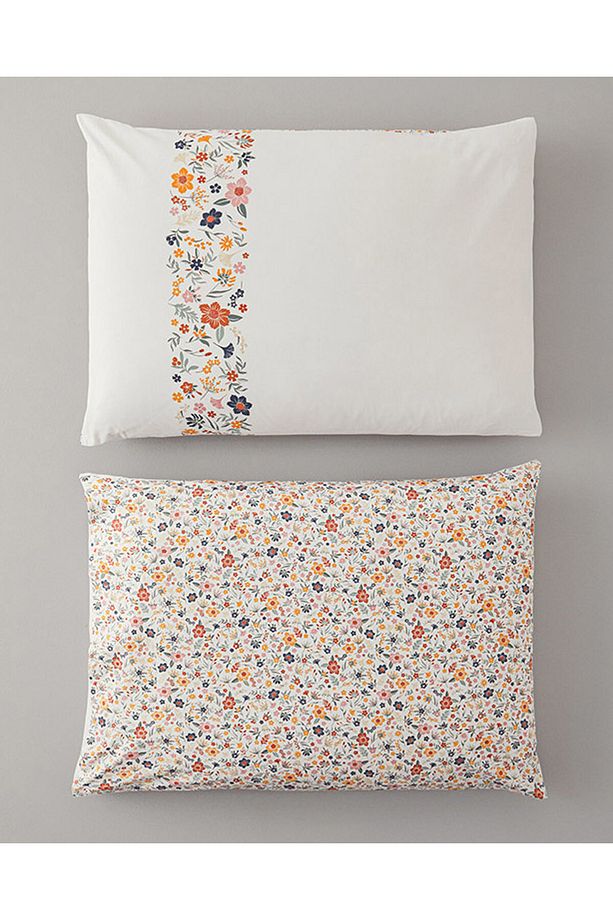 Bloomy Lines Pamuklu 2'li Yastık Kılıfı Sarı - 2