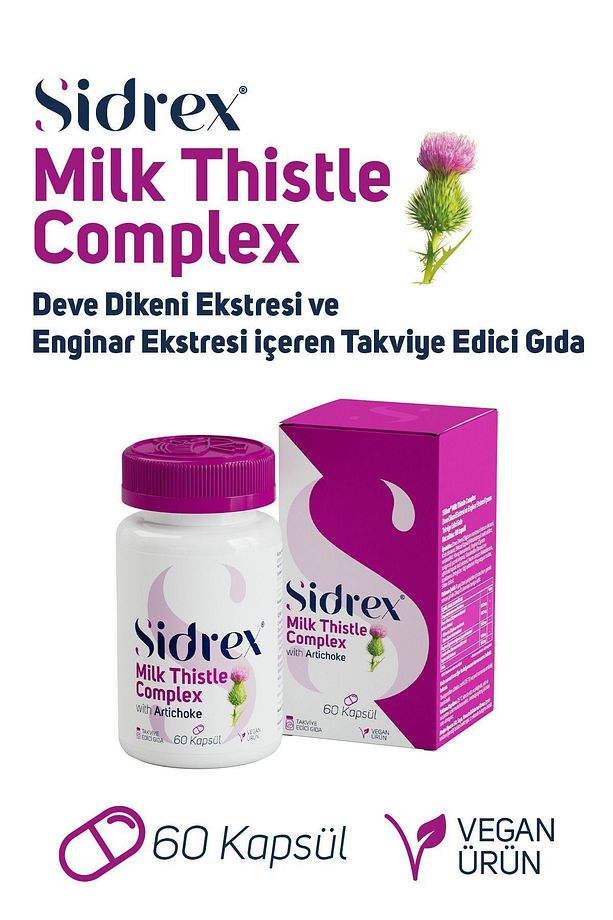 Milk Thistle Complex Deve Dikeni Ekstresi Ve Enginar Ekstresi Içeren Takviye Edici Gıda 60 Kapsül - 1