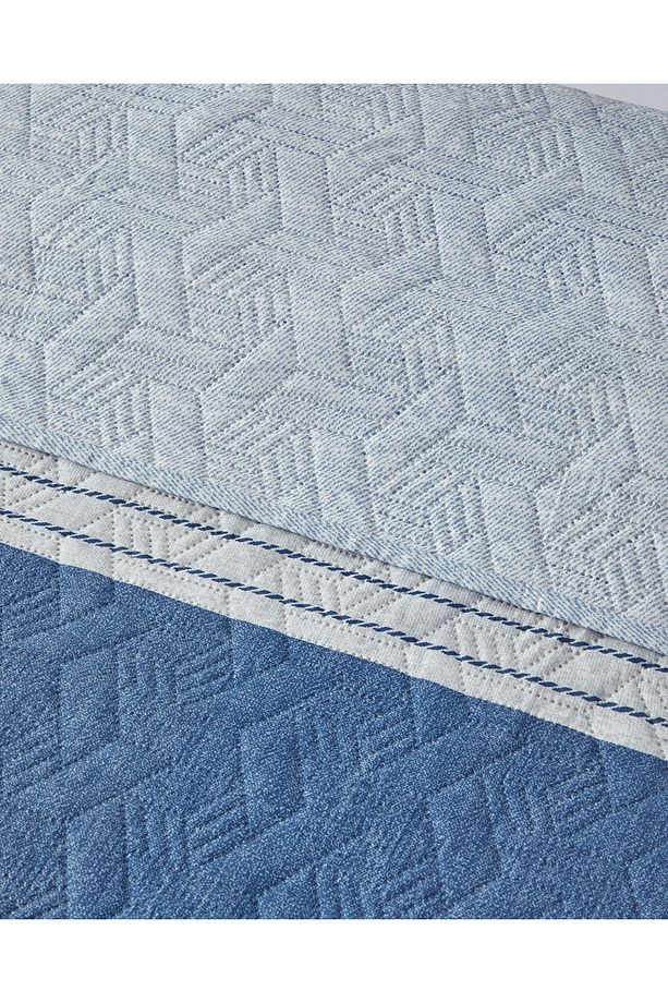 Sleek Stripes Tek Kişilik Yatak Örtüsü Takımı Mavi - 3