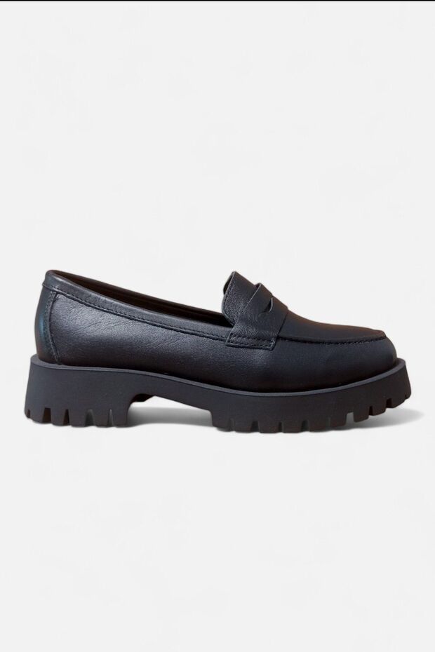 Black Women's Genuine Leather Loafer Casual Shoes