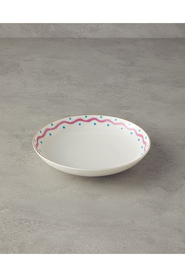 Fuchsia Carny Bone Porselen Çukur Tabak 20 cm Fuşya Mavi - 1
