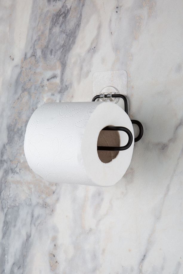 Sticker Yapışkanlı Siyah Açık Tuvalet Kağıtlığı Wc Kağıtlık Tutucu - 2