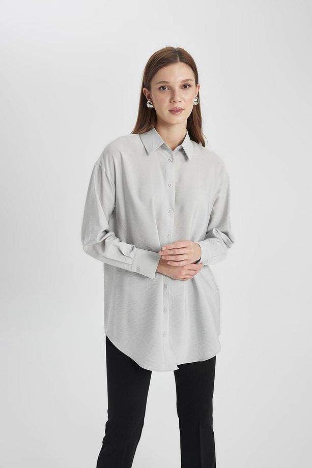Relax Fit Basic Uzun Kollu Gömlek Tunik C0304ax24sp - 4