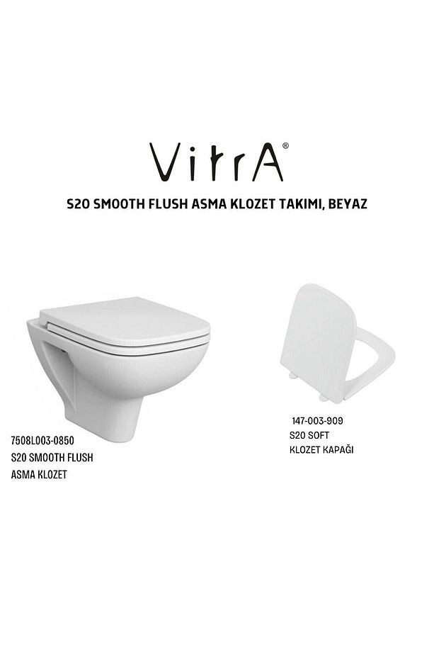 S20 Smooth Flush Asma Klozet 7508L003-0850, Vitra S20 Soft Klozet Kapağı 147-003-909 - 2