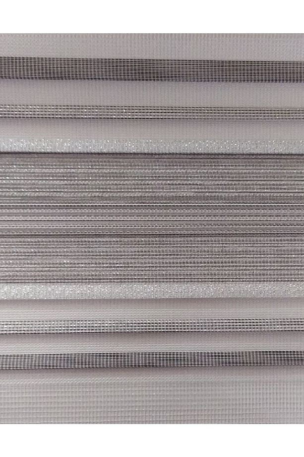 Gümüş Grisi Sim Detaylı Pliseli Zebra Stor Perde - 1