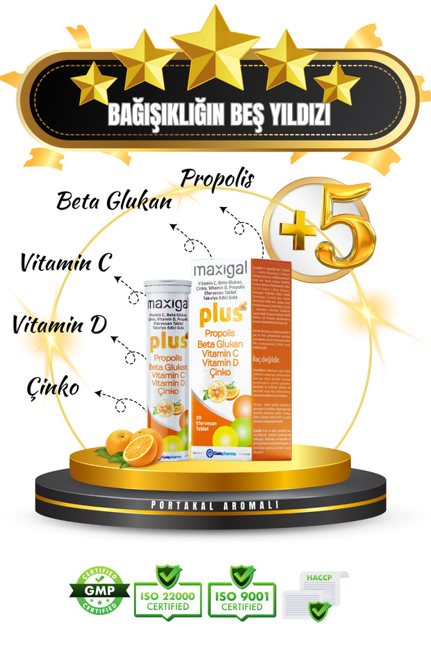 Plus Efervesan 20 Tablet - Beta Glukan, Vitamin C, D, Çinko Ve Propolis Takviyesi - 1