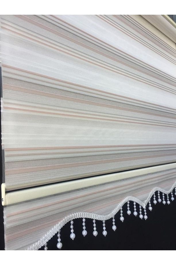 Pudra Bembesi Sim Detaylı Pliseli Zebra Stor Perde - 3