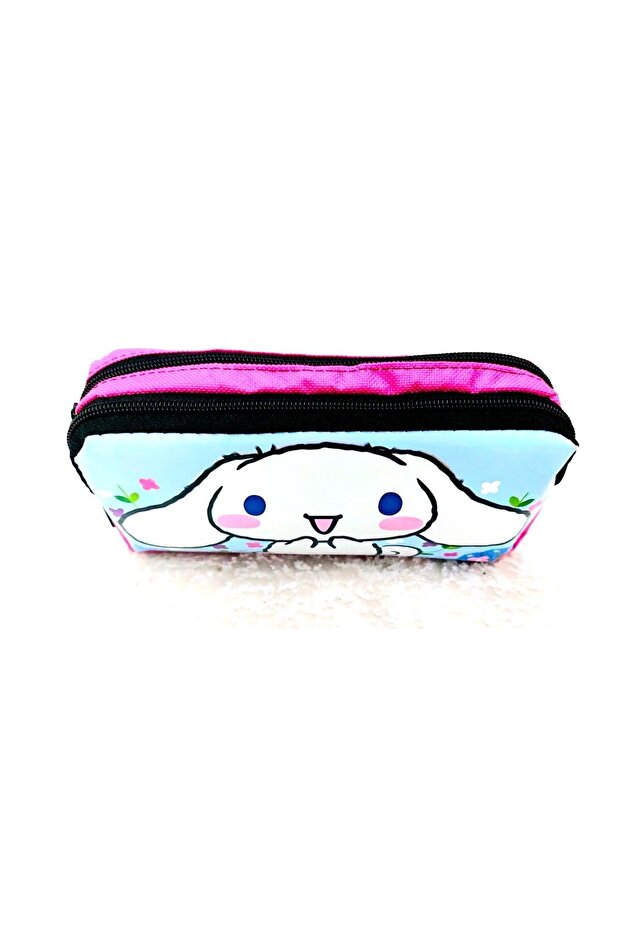 Kuromi Cinnamoroll Themed Illustrated Double Eyed Fabric Pencil Case (Pencil Holder)