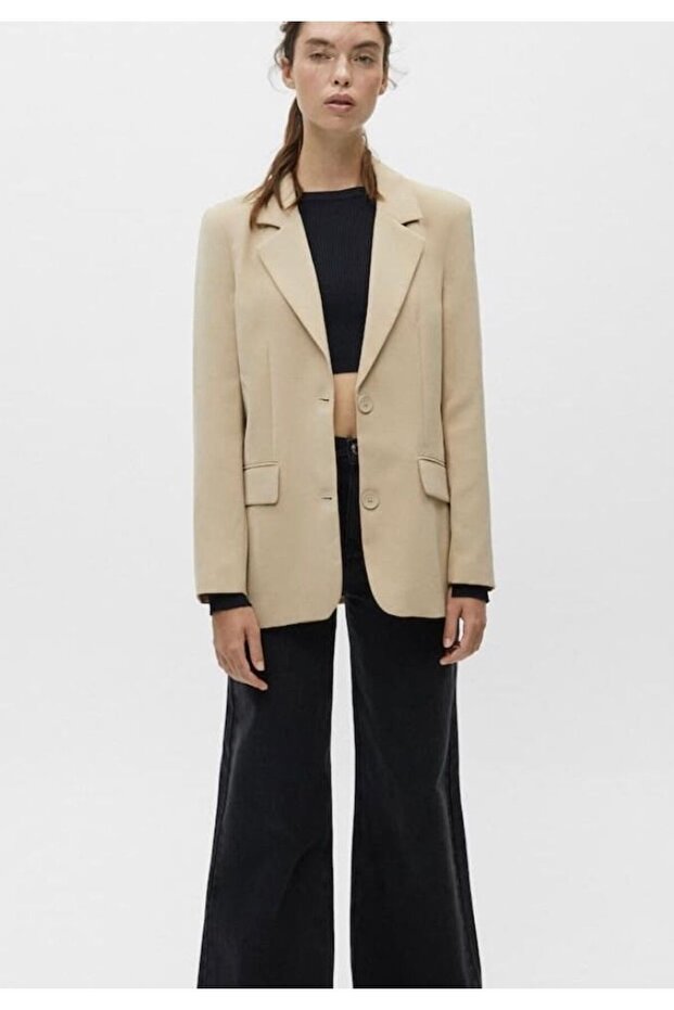 katlı yaka maskülen blazer - 3