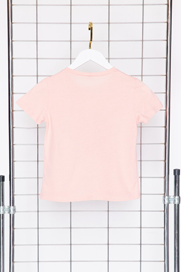 Pembe Kız Çocuk %100 Pamuk Çilek Desenli Regular/Normal Kalıp Kısa Kol Örme T-Shirt TKDSS24TS00007 - 7