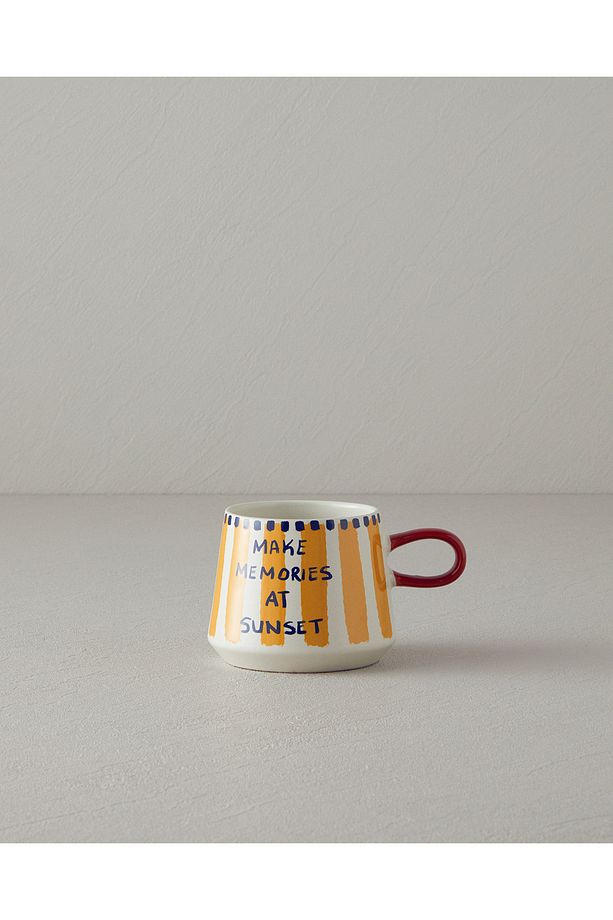Jolly Shell Stoneware Kupa Sarı - Mavi - 1