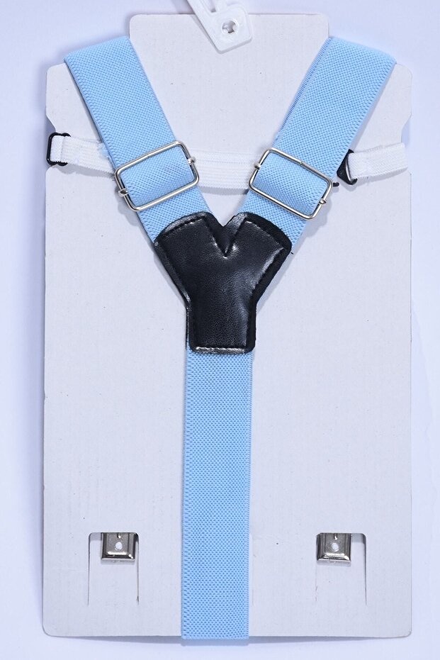 Erkek Çocuk 1-9 Yaş Mavi Pantolon Askısı Ve Papyon Takım - 2