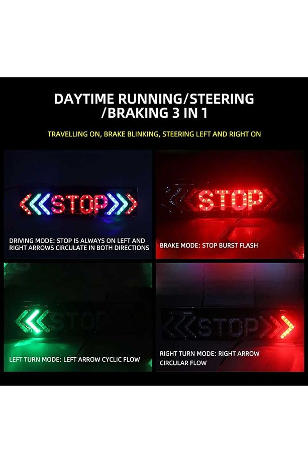 Motosiklet Led Stop Lamba Led Fren Lamba 3 Modlu Led Fren Sinyal Lambası Led Far - 6