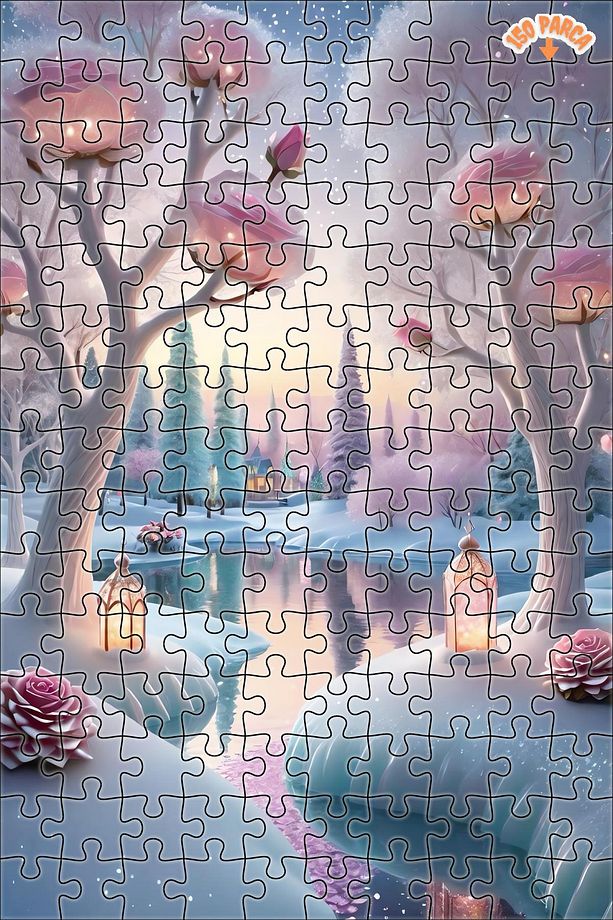 GÜZEL RENKLERİN İÇİNDE Kİ KAR YAĞIŞI Çift Katlı Çerçeveli Asılabilir Ahşap Puzzle 250 PARÇA 30X30 - 5