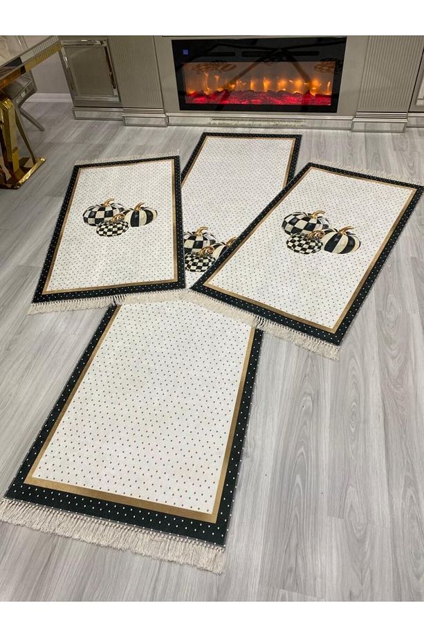 Dijital Baskı Yıkanabilir 3 'lü Yatak Odası Yolluk Takımı 2 Adet 80x150 1 Adet 80x300 Cm Halı Set - 2