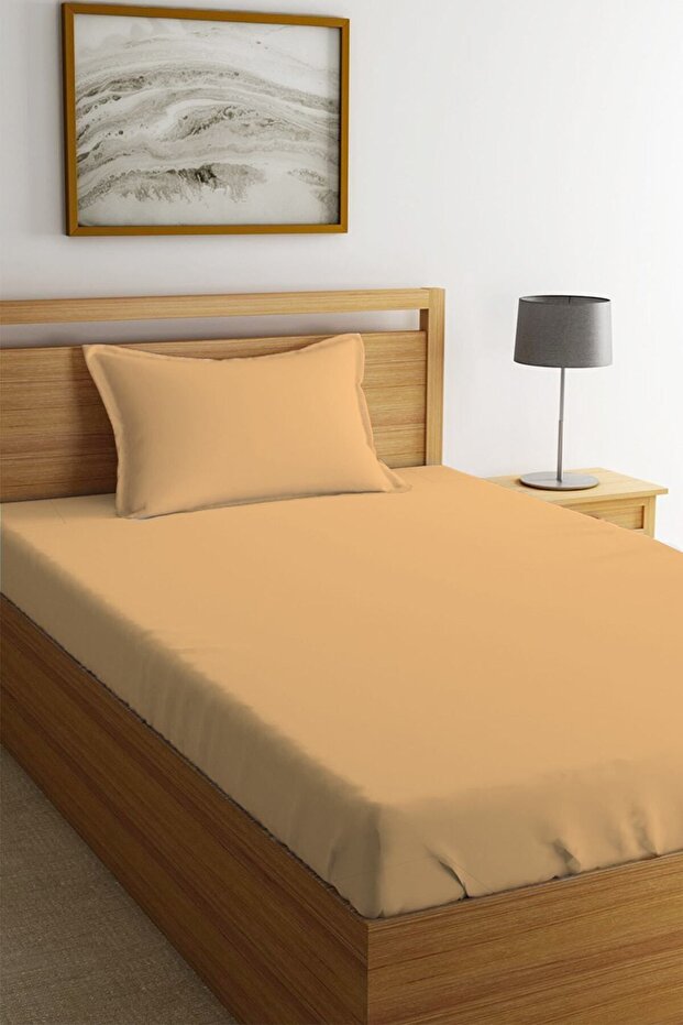 Orange Patterned Single Fitted Sheet Set - 1