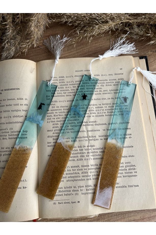 Deniz Kaplumbağalı Sahil Temalı Epoksi Kitap Ayracı ( 1 Adet ) - 3