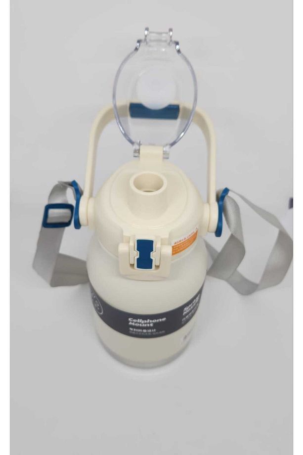 Phone Holder ST-8250 Kulplu-Askılı Pipetli-Pipetsiz 2 farklı kullanım 1000ml Matara Krem - 2