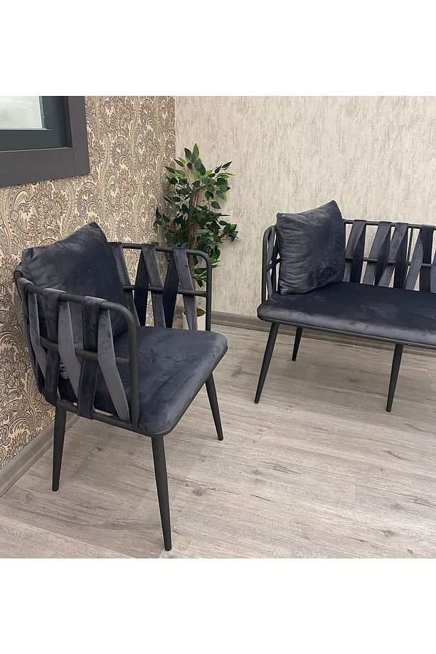 Mutfak Sandalye Takımı , Balkon Seti , Misafir Bekleme Takımı , Gri Gözde Çay Seti - 2