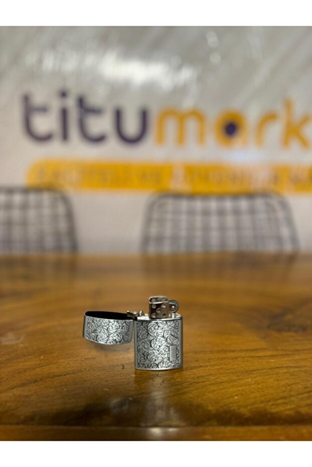 BENZİNLİ ÇAKMAK KAPAKLI MODEL GÜMÜŞ RENK SET- 80 ML BENZİN, ÇAKMAKTAŞI  VE FİTİL HEDYELİ - 2