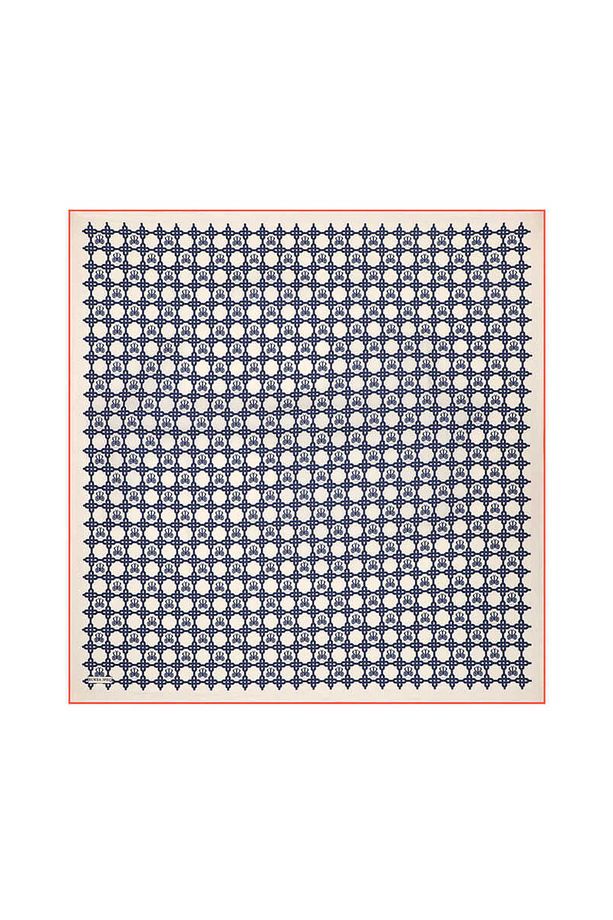 Ekru Zincir Monogram Twill İpek Eşarp - 1
