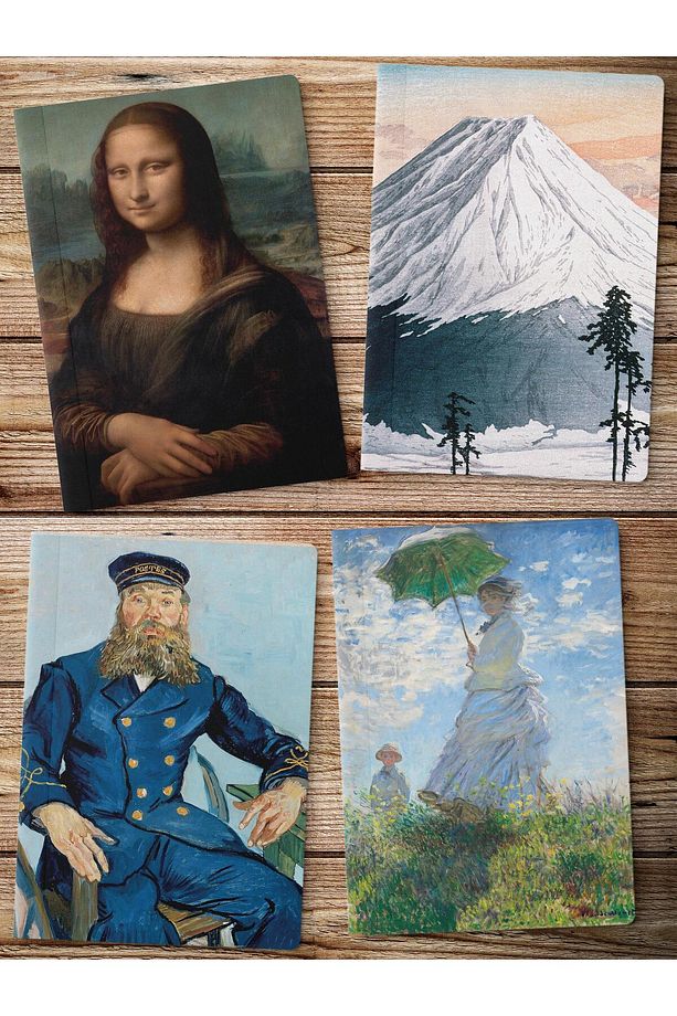 Çizgisiz Defter, Modern Sanat Temalı Notebook 4 Adet, Not Defteri, 64 Sayfa 14*21cm - 1