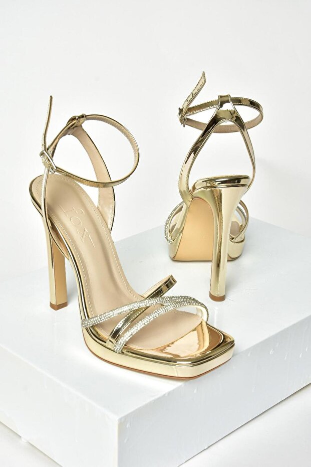 S569612534 Złote Lustrzane Wysokie Obcasy Damskie Wieczorowe Buty - 7