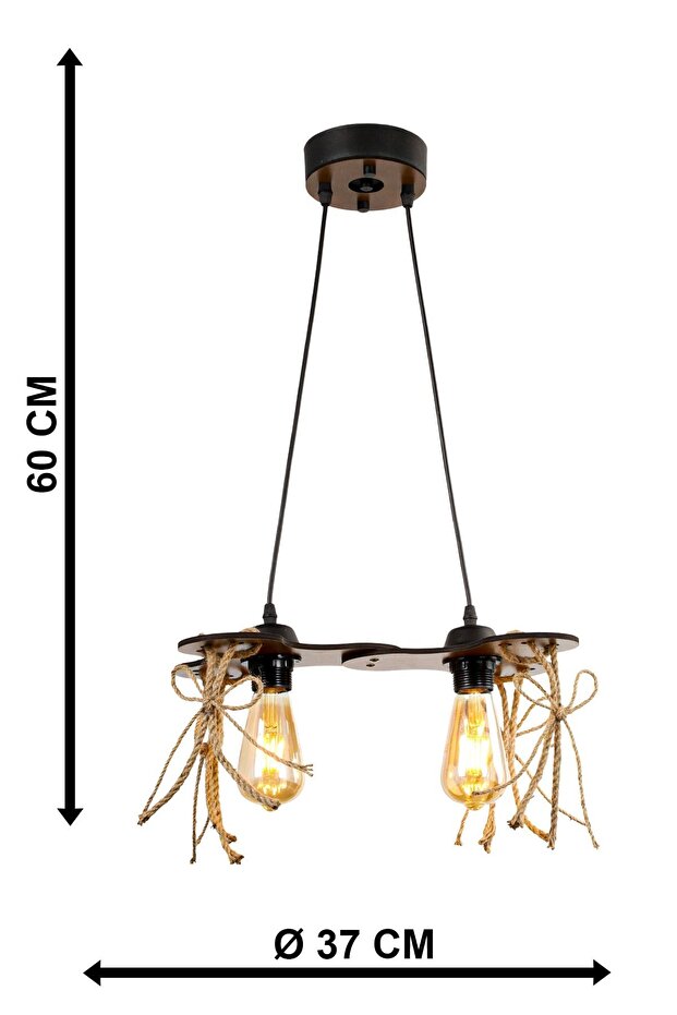 Ceviz Ahşap Halatlı Tarz 2.li Avize - 5