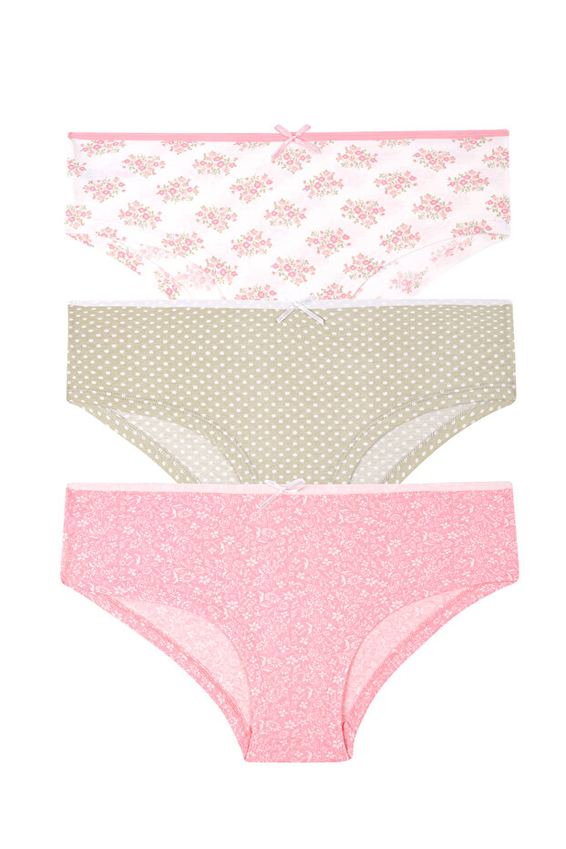 3-Pack Cotton Patterned Regular Waist Hipster Panties