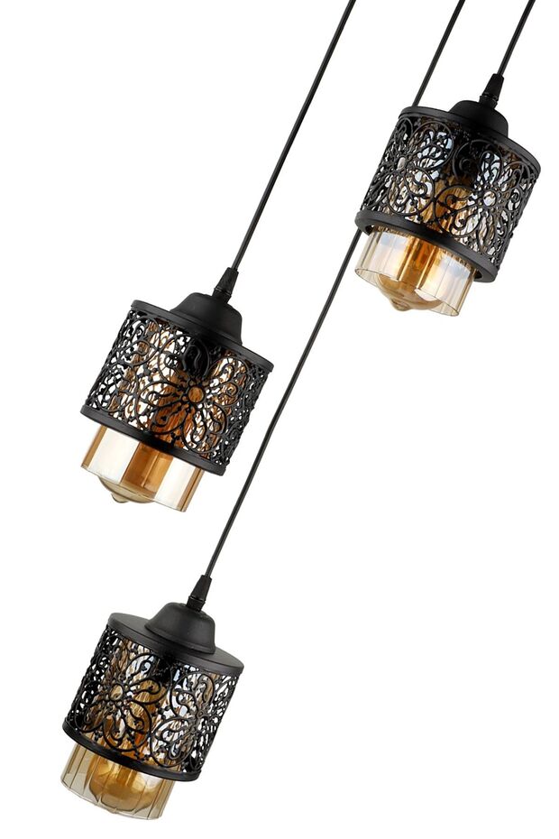 Küba 3.lü Avize Siyah - 4