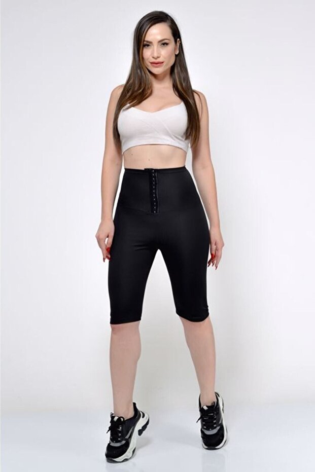 Women's Agraflı Thermal Shorts Leggings High Waist Body Hugging Gathering Elastic Design