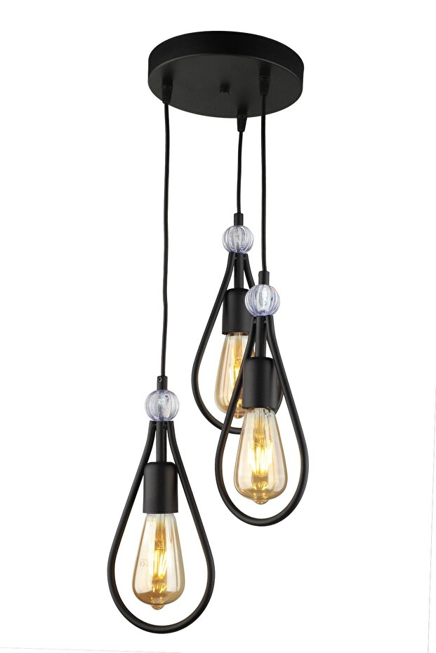 Riyad 3.lü Avize Siyah - 2