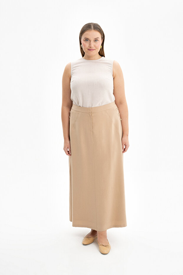 Yanları Detaylı Etek - 1