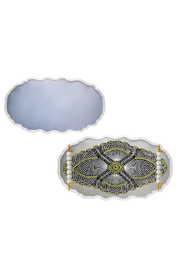 Oval Dalgalı Büyük Boy Tepsi Epoksi Reçine Kalıbı EPK-618 - 1