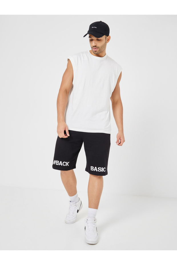 Back To Basic Slogan Oversized Shorts - 1