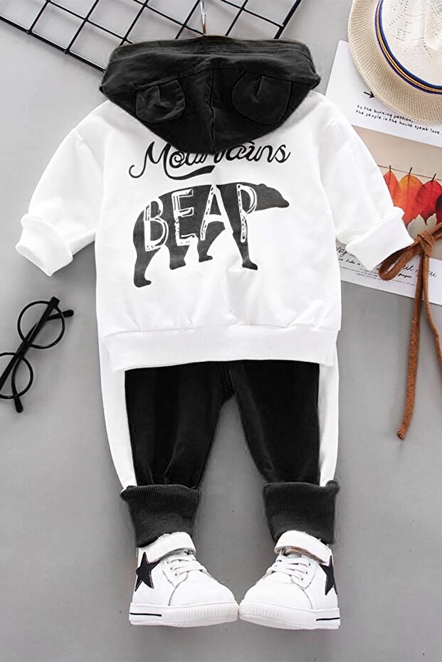 طقم أطفال مكون من قطعتين بنمط الدب - 3