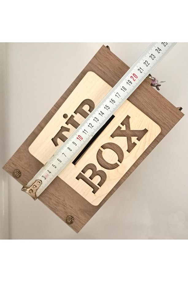 Tip Box Eskitme Tarz Ahşap Oyma Nakış işlemeli 21cm BüyükBoy Bahşiş Kutusu Çift Anahtar Asma Kilitli - 2