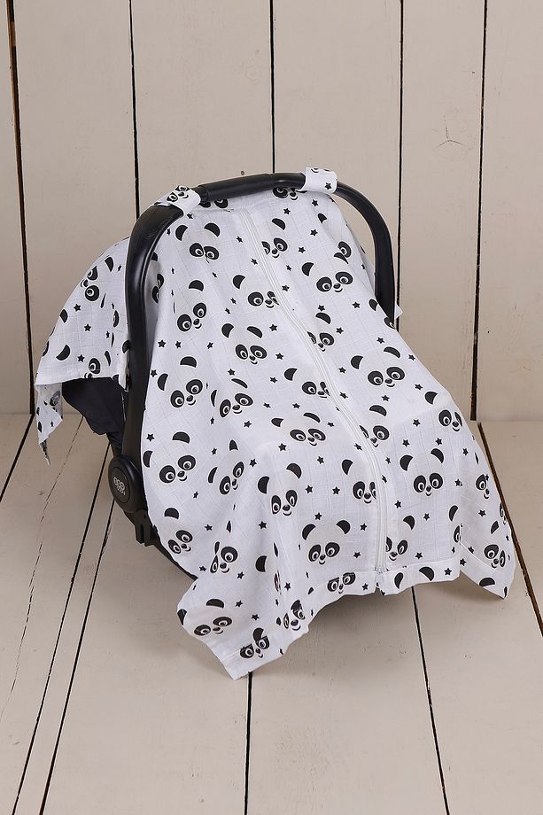 Panda Müslin Bezi Puset Örtüsü Ve Anakucağı Minderi - 4