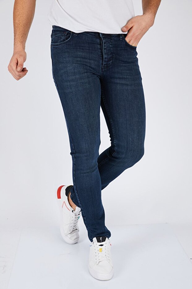 Men's Blue Straight Slim Fit Lycra Skinny Leg Jeans