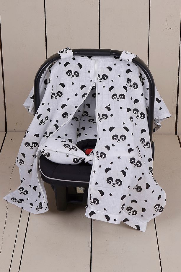 Panda Müslin Bezi Puset Örtüsü Ve Anakucağı Minderi - 1