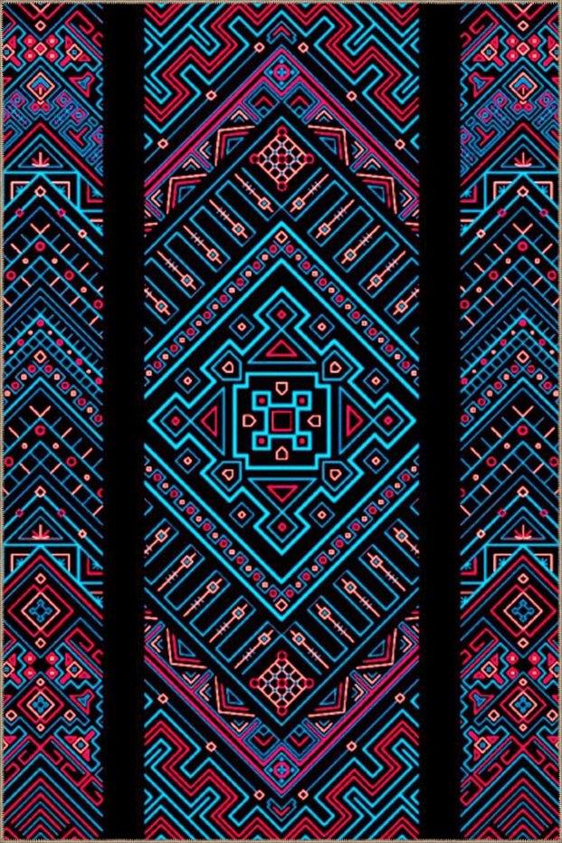 Multicolored Mixed Geometric Shape and Lines Patterned Modern Decorative Carpet 4969