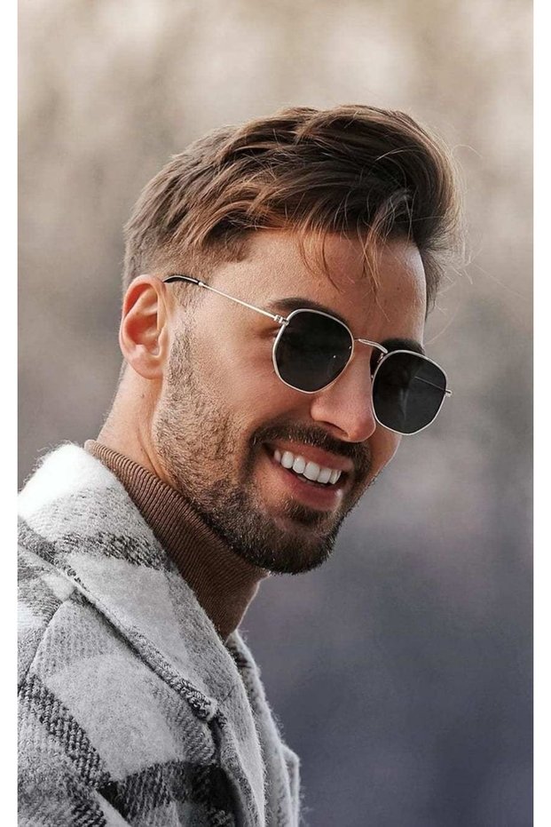 Unisex Women Men Uv400 Protected Pentagonal Square Silver Black New Season Sunglasses