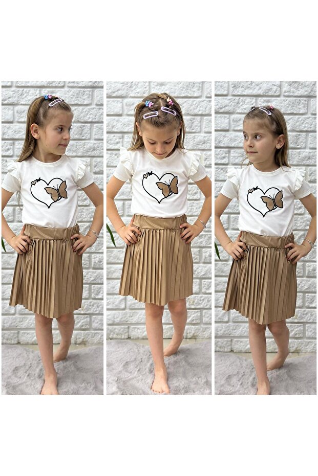 HIGH QUALITY, RUFFLED, HOLIDAY-FIT FAUX LEATHER SKIRT SET, VERY BEAUTIFUL.