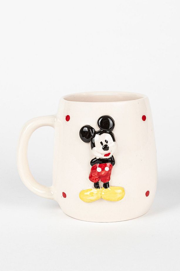 3d Kabartma Mickey Mouse Figürlü El Yapımı Seramik Kupa Bardak 400 ml - 1