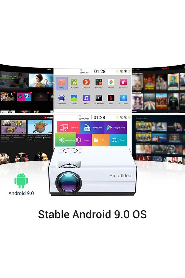 T01-A Akıllı Projektör Mini Profesyonel 4D Keystone Android Wifi 1080P 4K LED Projektör Ev Sineması - 2