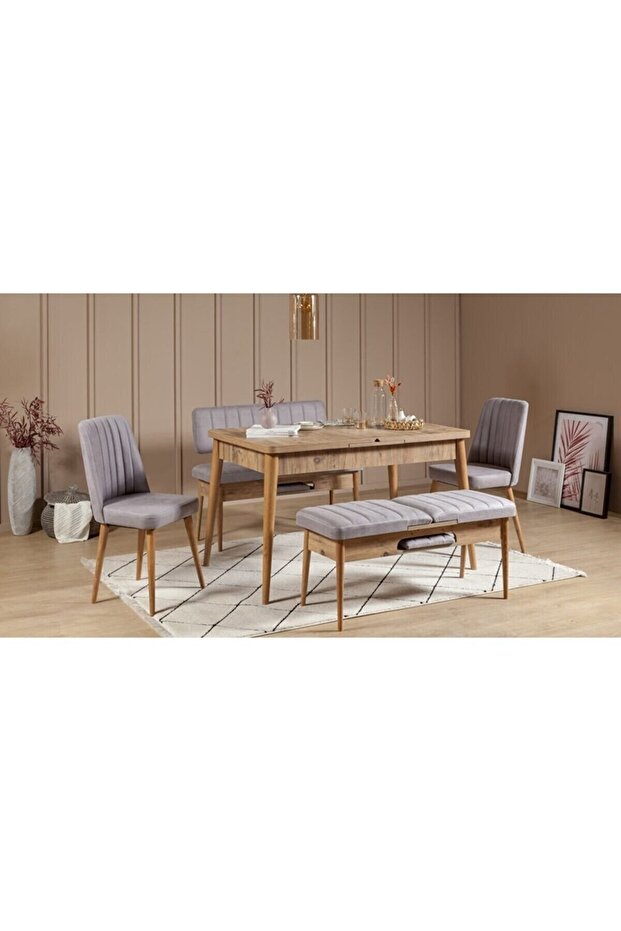 Paris Banklı Yemek Masası Takımı Atlantik Soho Gri - 1