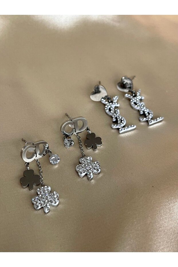 Ysl Silver Çelik Küpe - 2