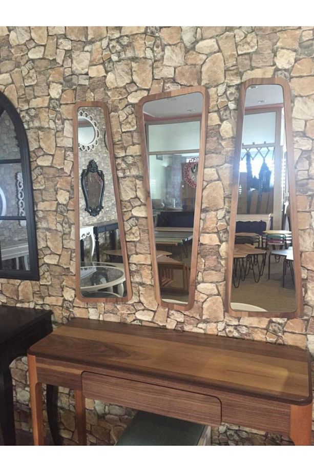 Wood Dresuar Ahşap Ceviz Boyalı Aynalı Dresuar - 5