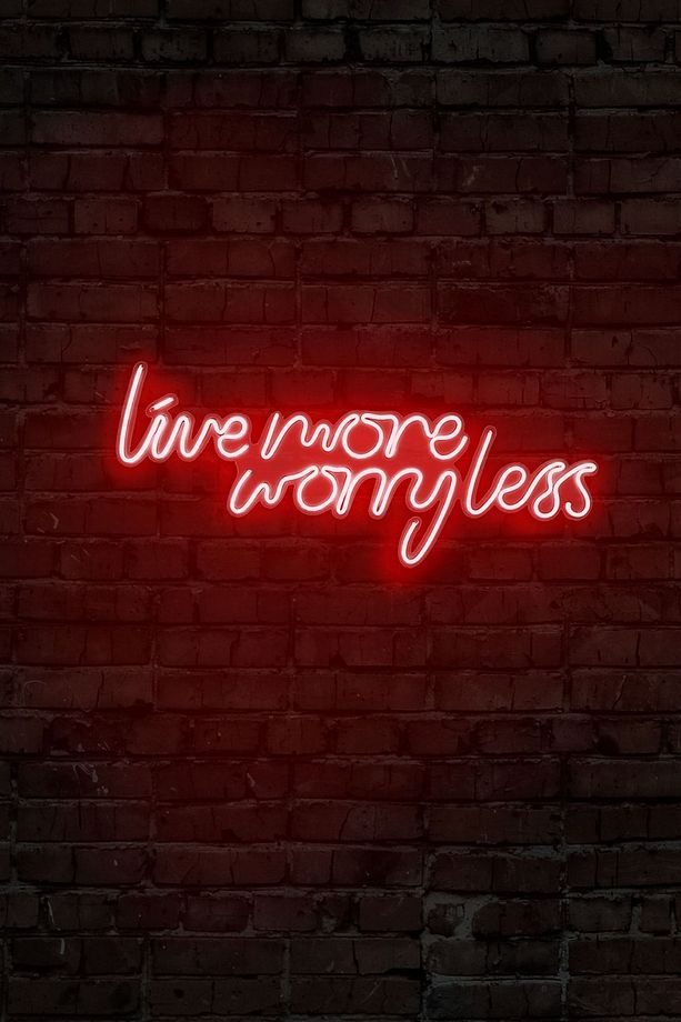 Neon Led Live More Worry Less Duvar Yazısı Dekoratif Işıklı Gece Lambası Duvar Süsü - 1