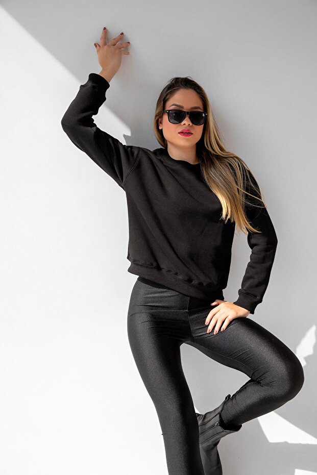 Relaxed Siyah Oversize Sweatshirt - 5